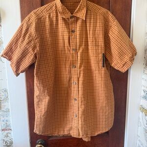 Perry Ellis Men's Rust Checkered Shirt